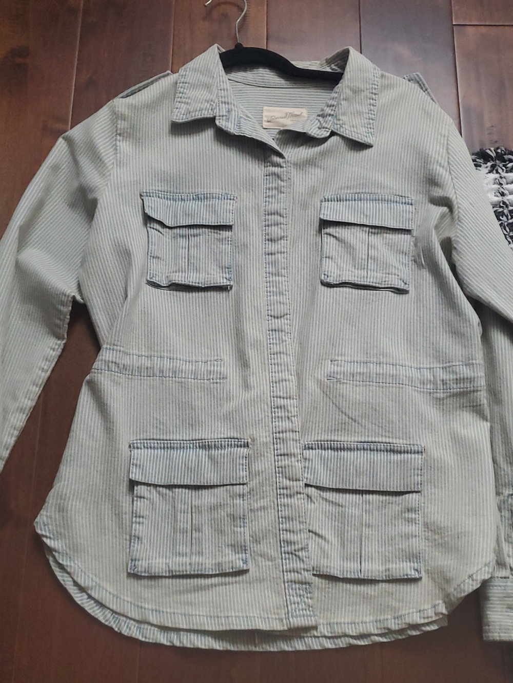 Universal Thread Light Blue Striped Utility Jacket - Women Sizr Xs Fits Larger